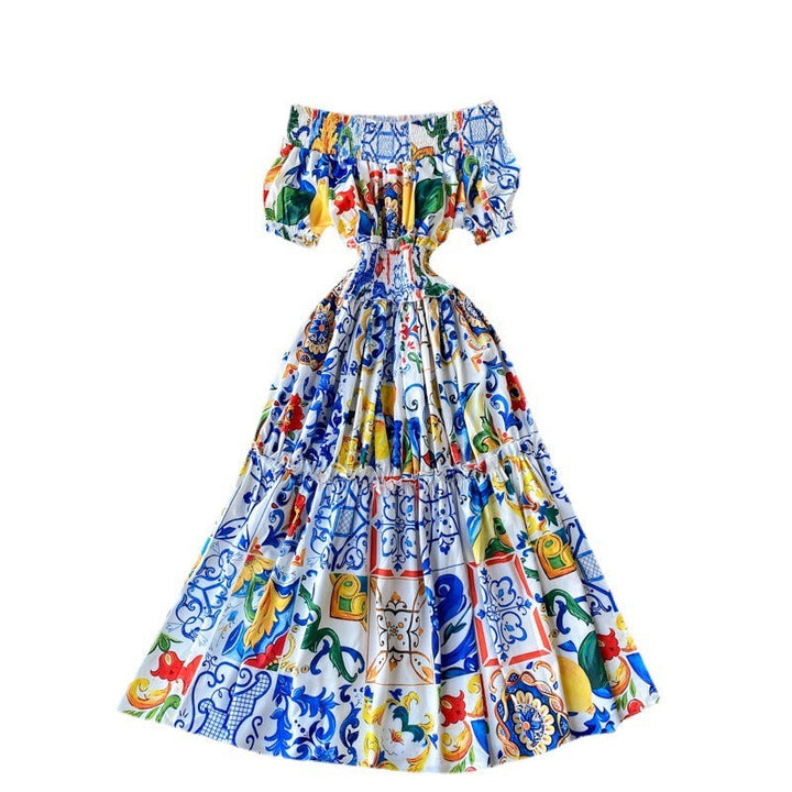 Damesjurk met pofmouwen in bohemian stijl - Marisol