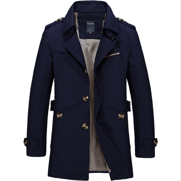 Lange waterdichte trenchcoat voor heren met dubbele knopen - Miles