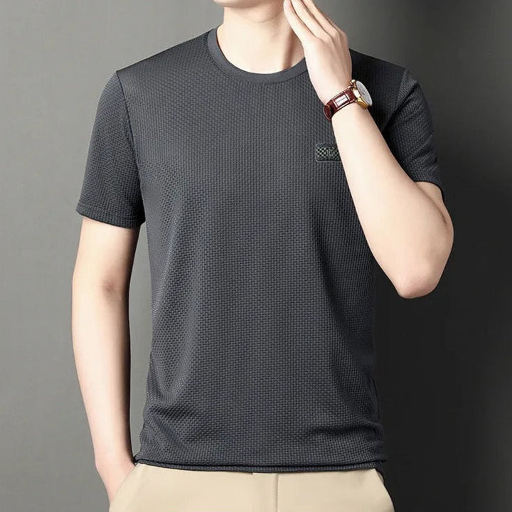 Technisch gebreid T-shirt met ronde hals voor heren - Henry
