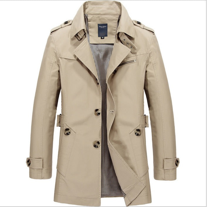 Lange waterdichte trenchcoat voor heren met dubbele knopen - Miles