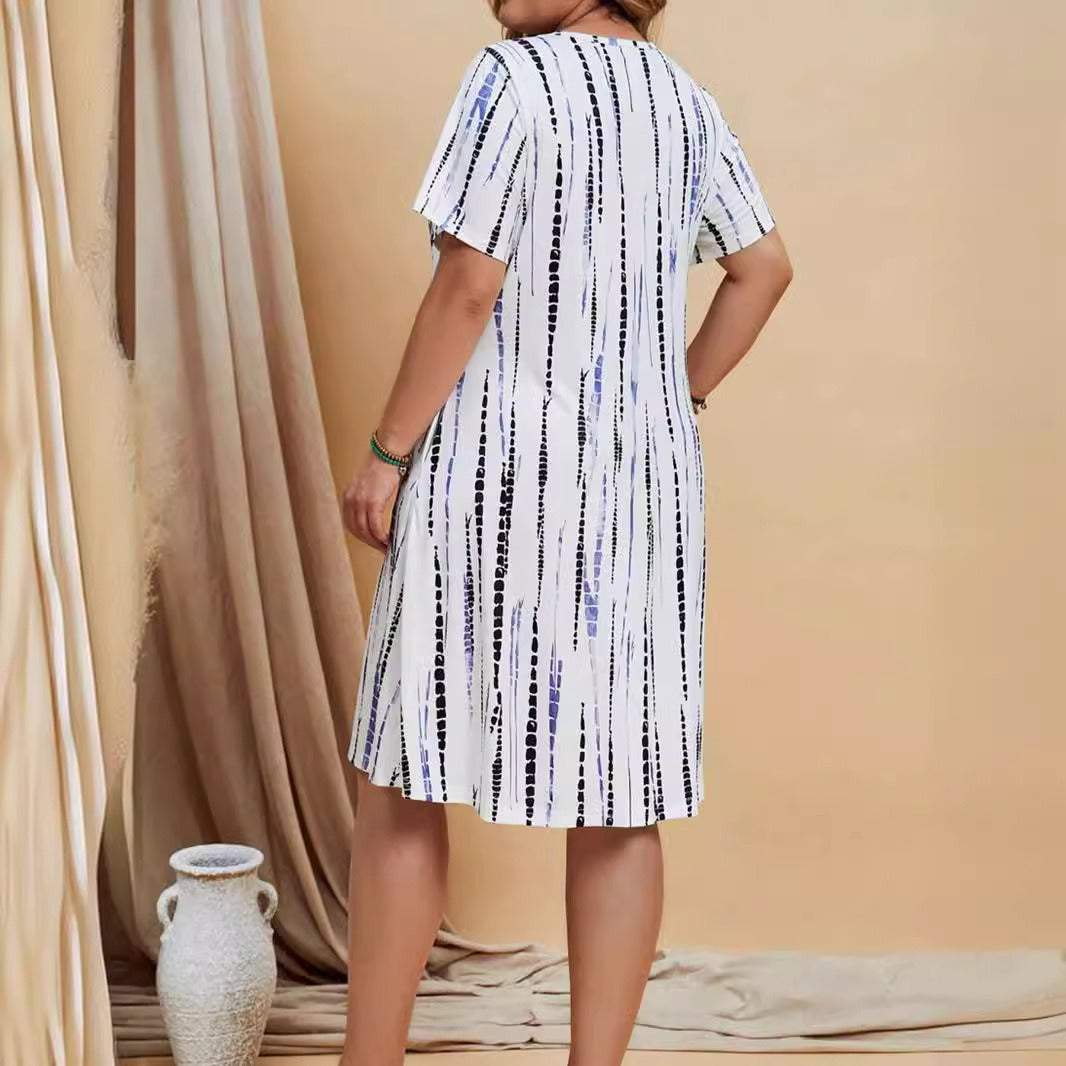 Casual damesjurk met geometrische print, uitlopend model - Annemarie