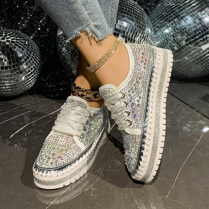 Damesschoenen met casual plateauzolen en synthetische stras - Lidia