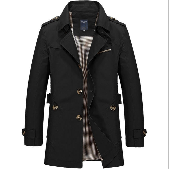 Lange waterdichte trenchcoat voor heren met dubbele knopen - Miles