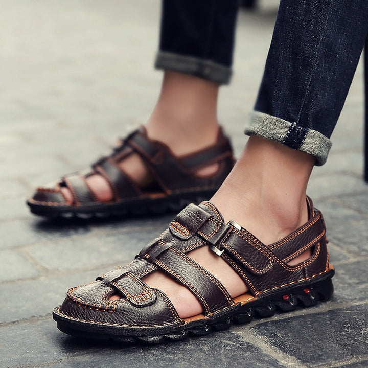 Orthopedische gesloten herensandalen synthetisch leer met antislip sportzool - Brumak