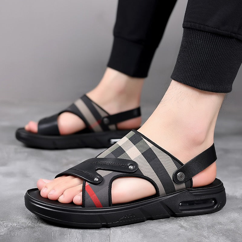 Herensandalen van synthetisch leer met gekruist ontwerp - Milaan