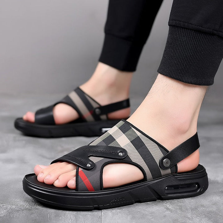 Herensandalen van synthetisch leer met gekruist ontwerp - Milaan