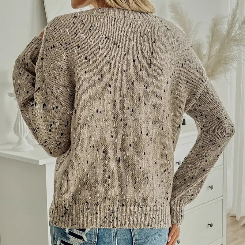 Gebreide damestrui met gevlekte stof, casual stijl - Elora