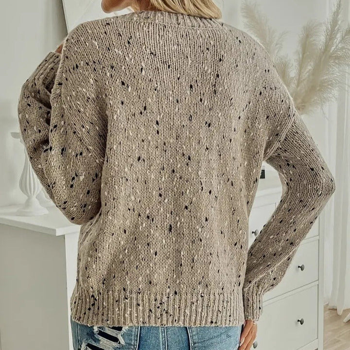 Gebreide damestrui met gevlekte stof, casual stijl - Elora