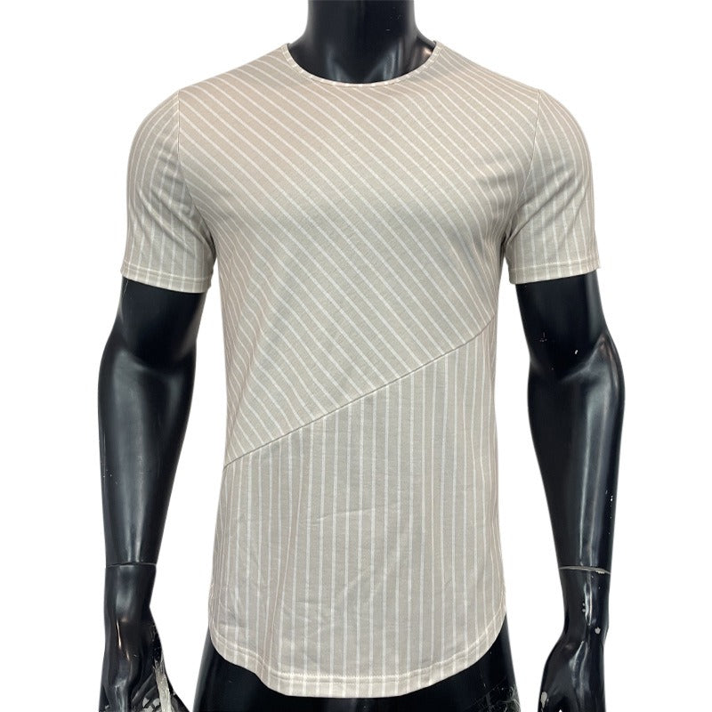 Heren-T-shirt korte mouwen geribd slim fit - Thiago
