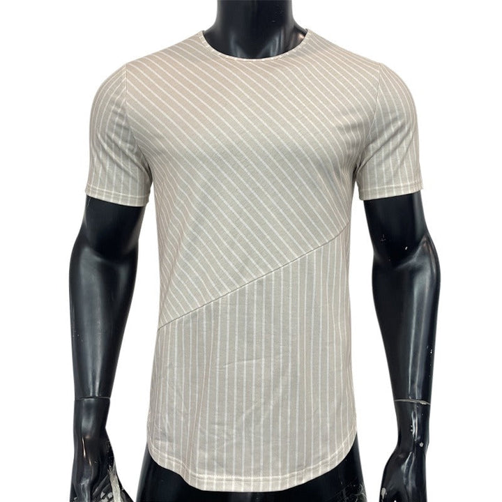 Heren-T-shirt korte mouwen geribd slim fit - Thiago