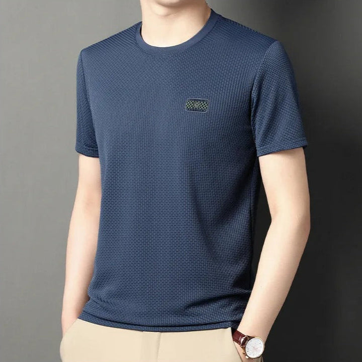 Technisch gebreid T-shirt met ronde hals voor heren - Henry