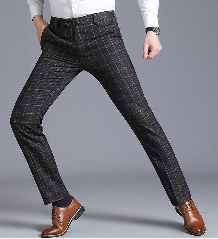 Formele geruite herenbroek in slim fit - Léon