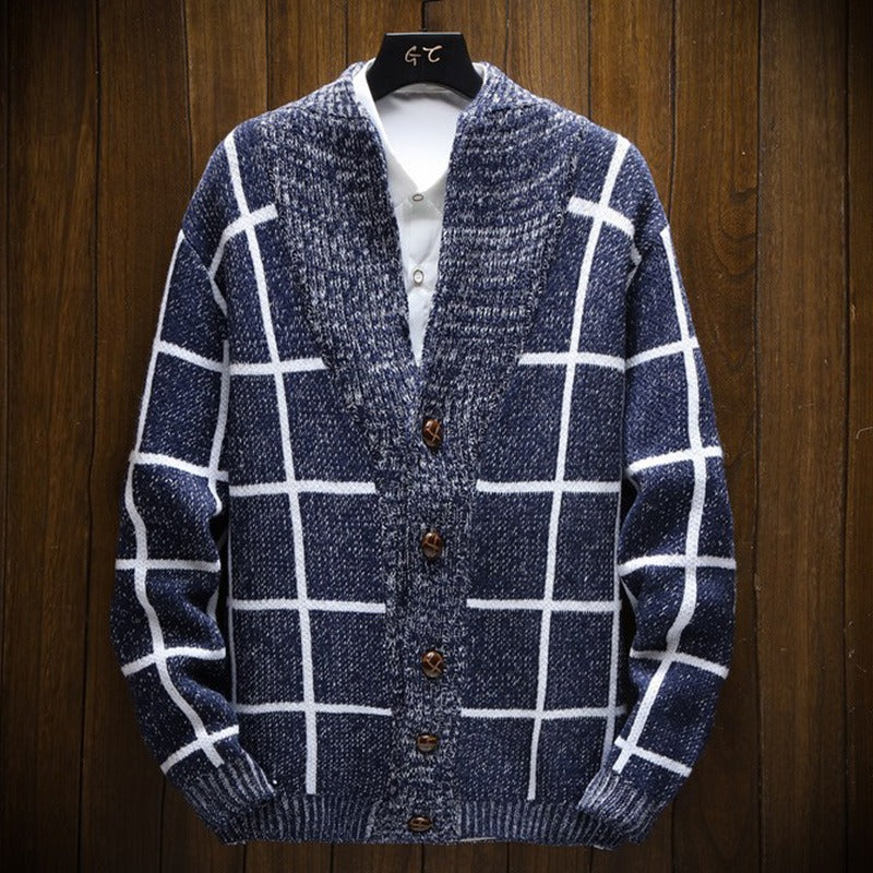 Geruit gebreid vest met revers - Adrien