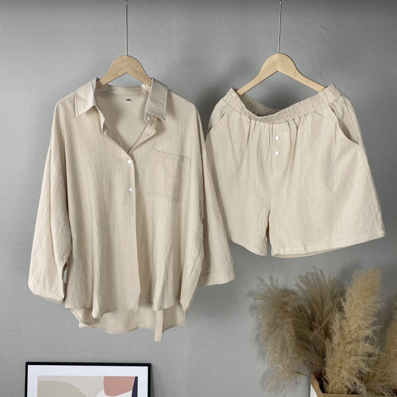 Dames casual loose fit katoenen linnen set - Camila