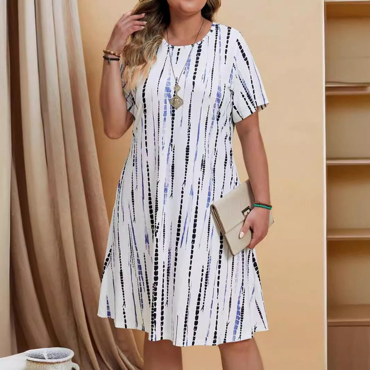 Casual damesjurk met geometrische print, uitlopend model - Annemarie