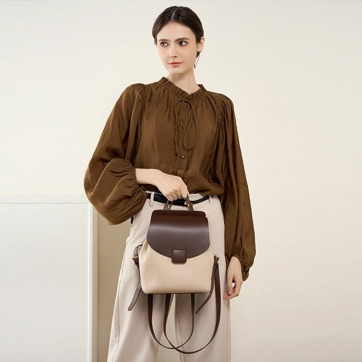 Kunststof lederen rugzak vrouw minimalistisch design elegant - Nadège