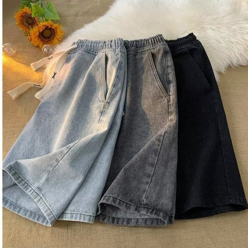 Denim shorts met elastiek in de taille en verstelbaar trekkoord - Silas
