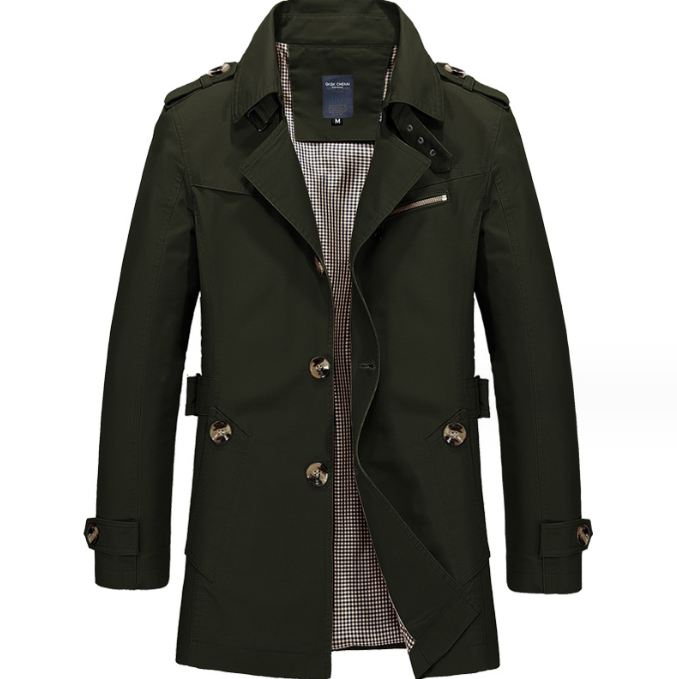 Lange waterdichte trenchcoat voor heren met dubbele knopen - Miles