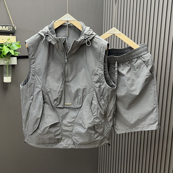 Mouwloze herenset lichte utility stijl capuchon - Pedro