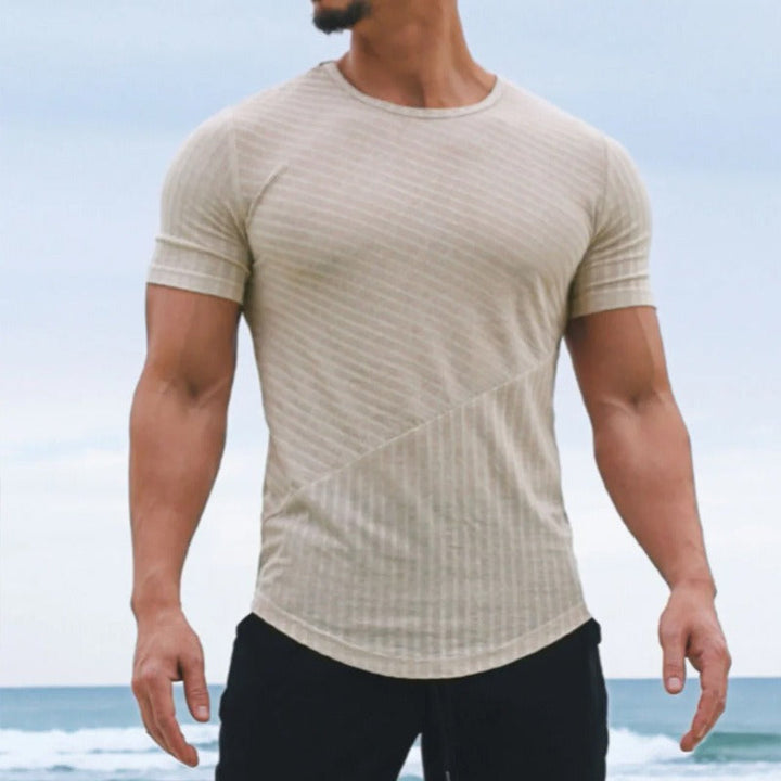 Heren-T-shirt korte mouwen geribd slim fit - Thiago