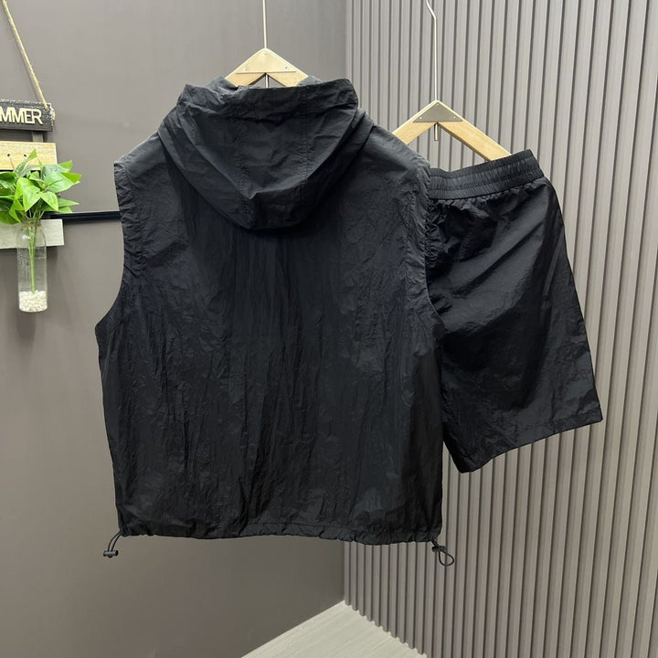 Mouwloze herenset lichte utility stijl capuchon - Pedro