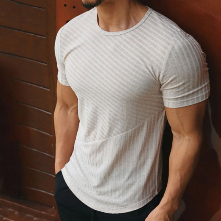 Heren-T-shirt korte mouwen geribd slim fit - Thiago