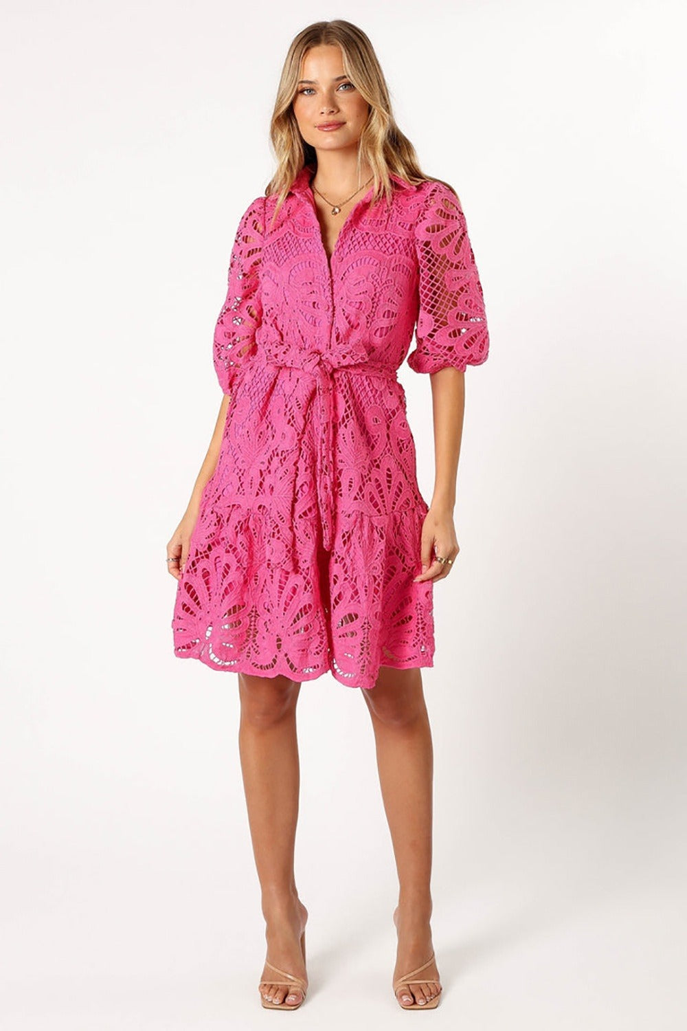 Vrouw jurk bloemen kant ballon mouw romantische stijl - Yanet