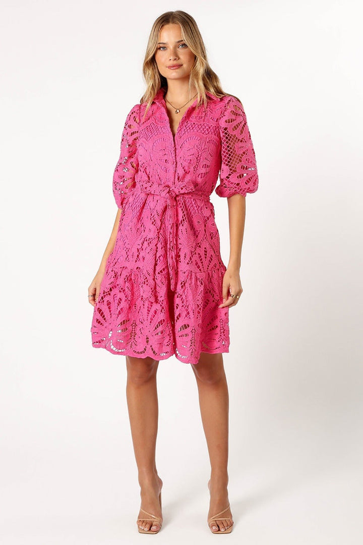 Vrouw jurk bloemen kant ballon mouw romantische stijl - Yanet