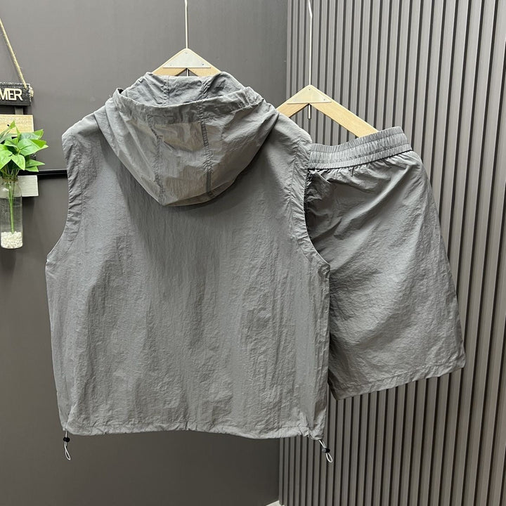 Mouwloze herenset lichte utility stijl capuchon - Pedro