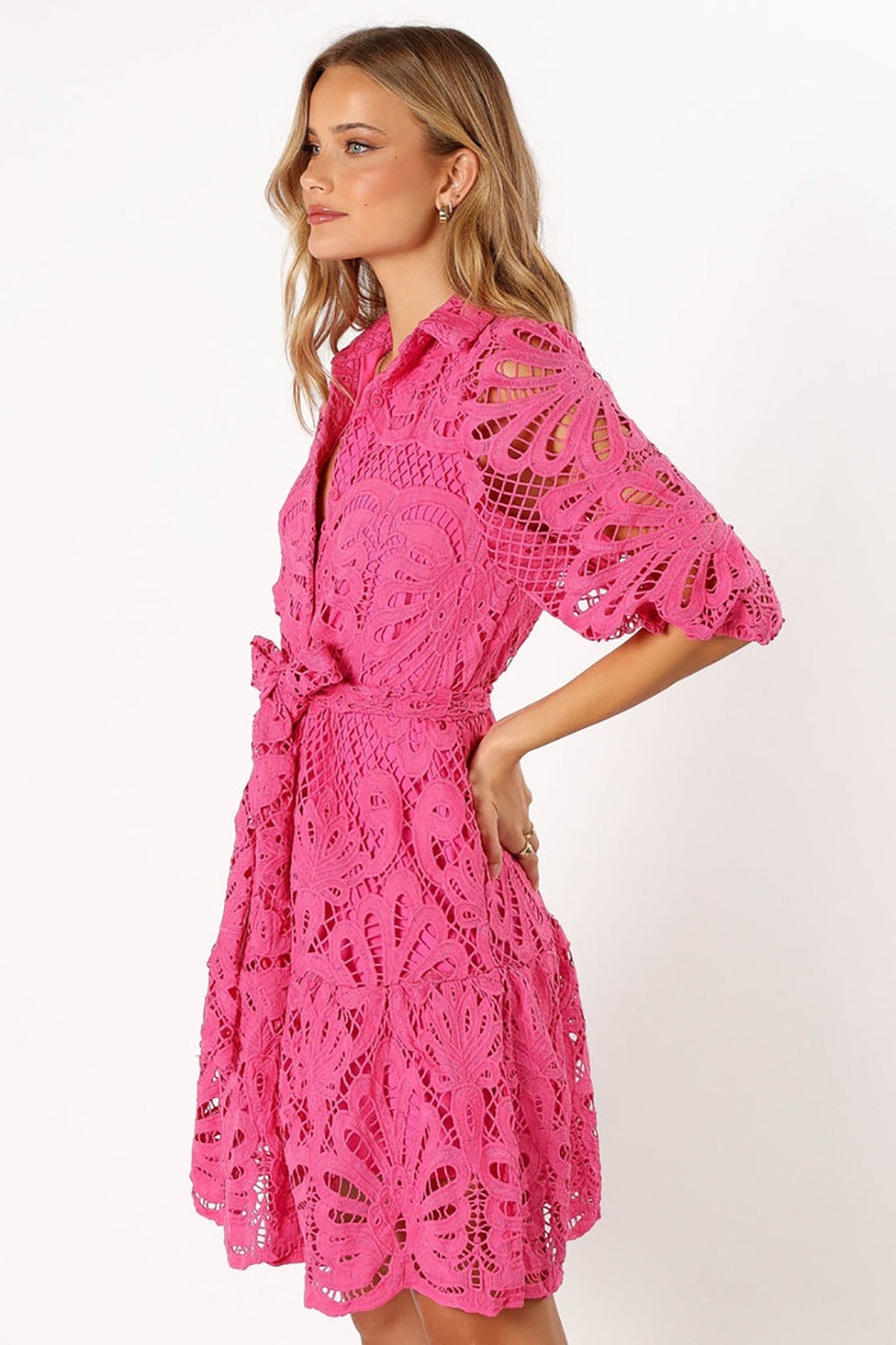 Vrouw jurk bloemen kant ballon mouw romantische stijl - Yanet