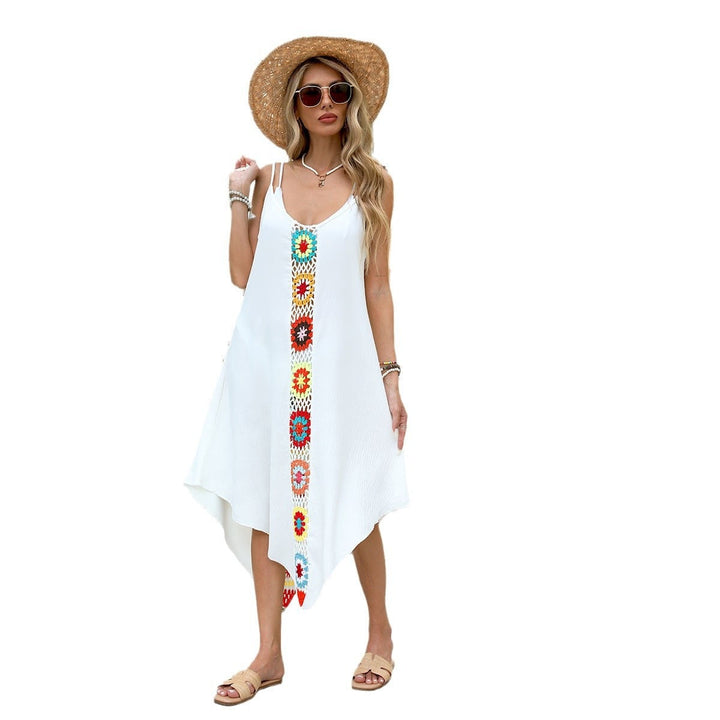 Bohemian midi-jurk met geborduurde bandjes aan de voorkant - Nayeli