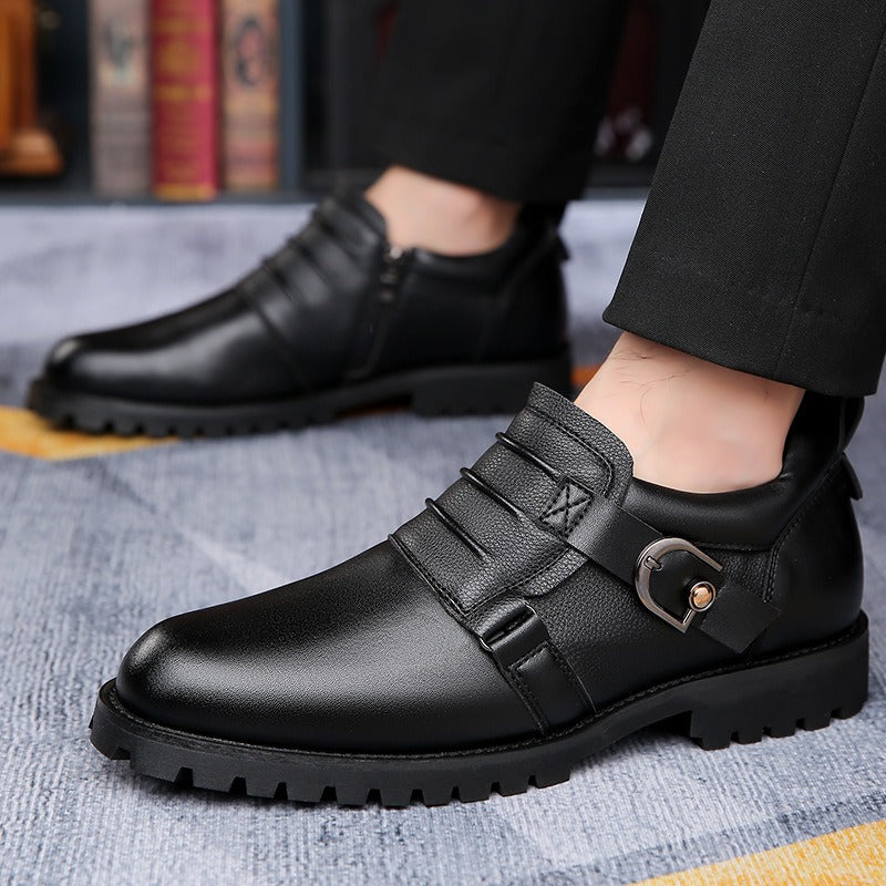 Stijlvolle herenschoenen van synthetisch leer met gesp aan de zijkant - Octavio