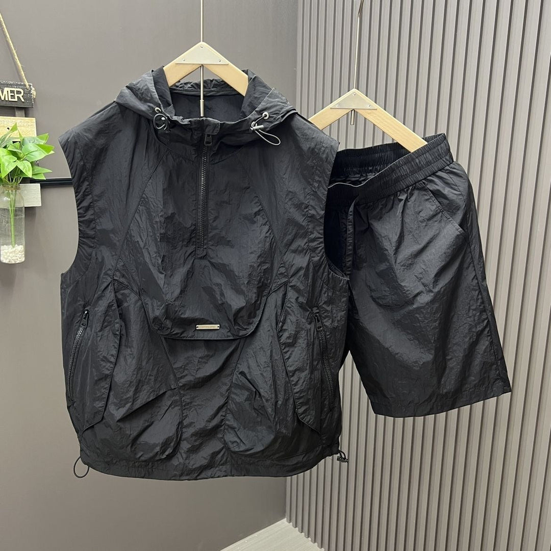Mouwloze herenset lichte utility stijl capuchon - Pedro