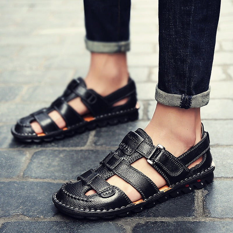 Orthopedische gesloten herensandalen synthetisch leer met antislip sportzool - Brumak