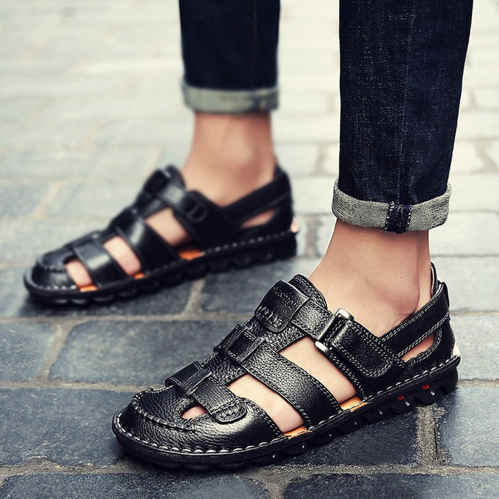 Orthopedische gesloten herensandalen synthetisch leer met antislip sportzool - Brumak