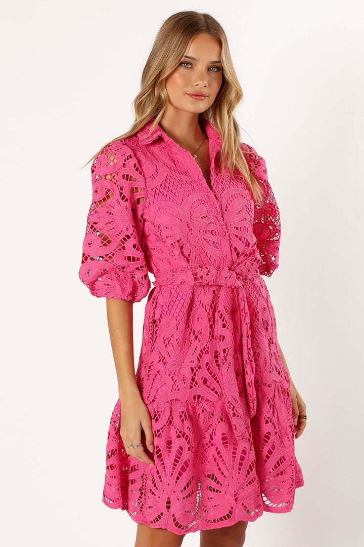 Vrouw jurk bloemen kant ballon mouw romantische stijl - Yanet