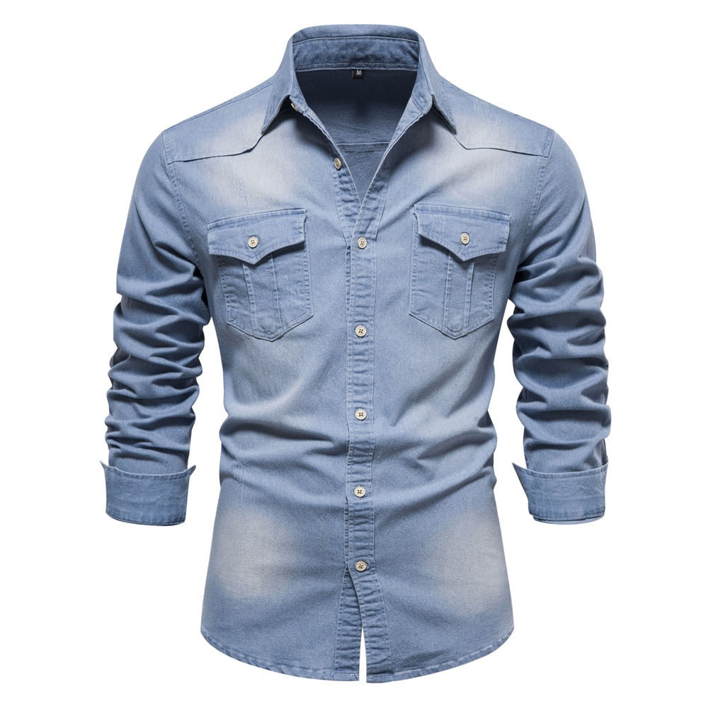Denim overhemd met lange mouwen voor heren - Derek
