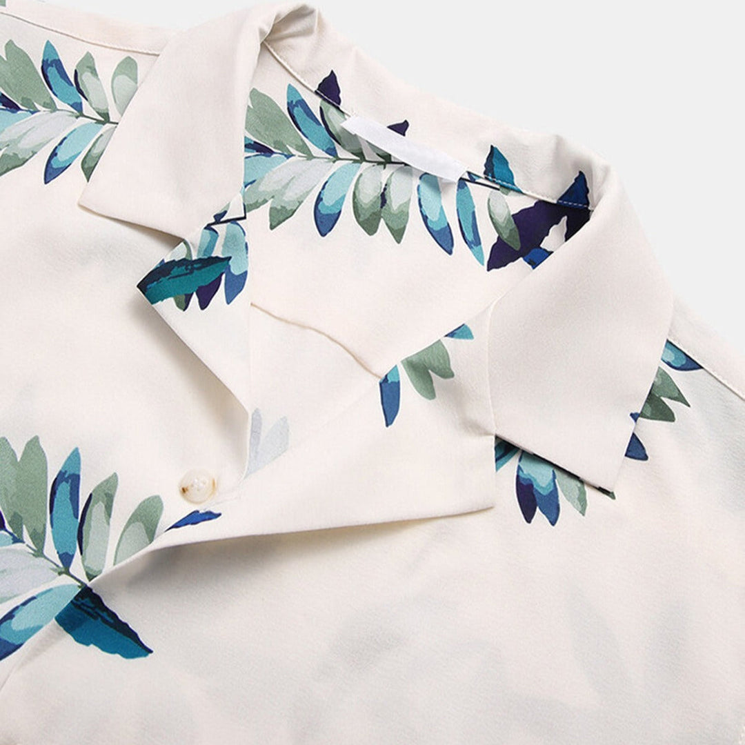 Herenhemd met korte mouwen in viscose met tropische print - Théo