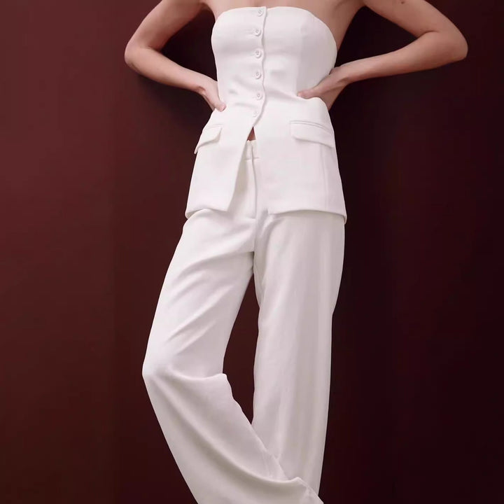 Damesset elegant gestructureerd korset met rechte broek - Leticia