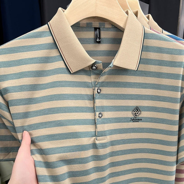 Gestreepte gebreide polo met klassieke kraag - Marc