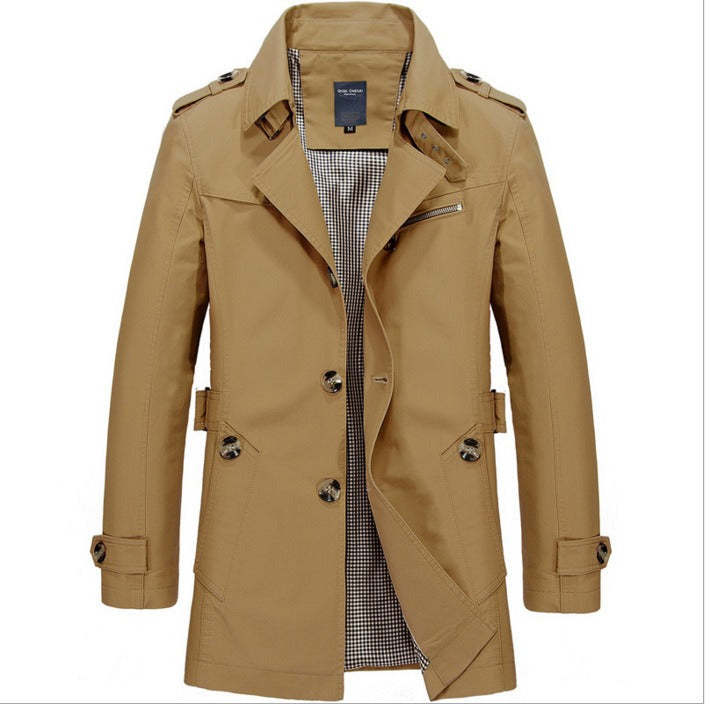 Lange waterdichte trenchcoat voor heren met dubbele knopen - Miles