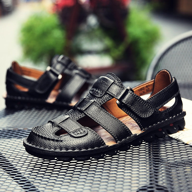 Orthopedische gesloten herensandalen synthetisch leer met antislip sportzool - Brumak