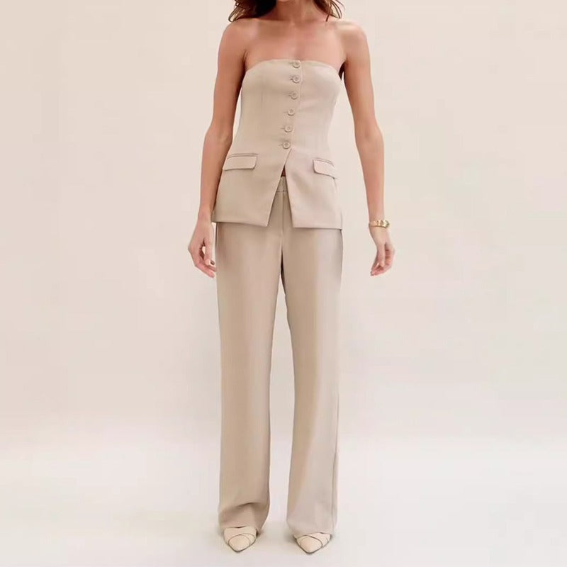 Damesset elegant gestructureerd korset met rechte broek - Leticia