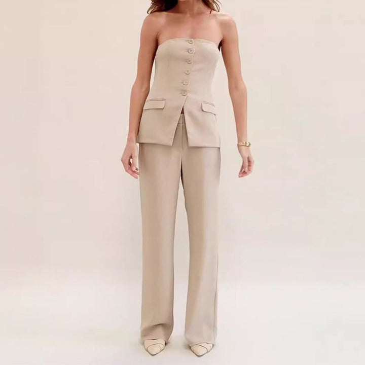 Damesset elegant gestructureerd korset met rechte broek - Leticia