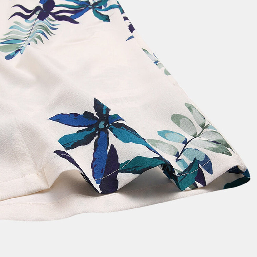 Herenhemd met korte mouwen in viscose met tropische print - Théo