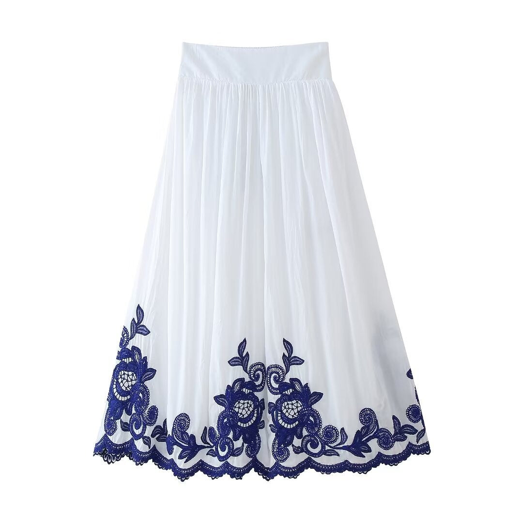 Damesset met geborduurde blouse en rok in bohemian stijl - Alondra