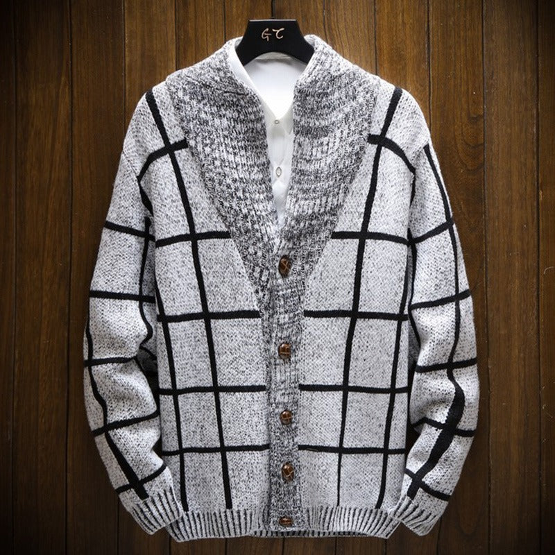 Geruit gebreid vest met revers - Adrien
