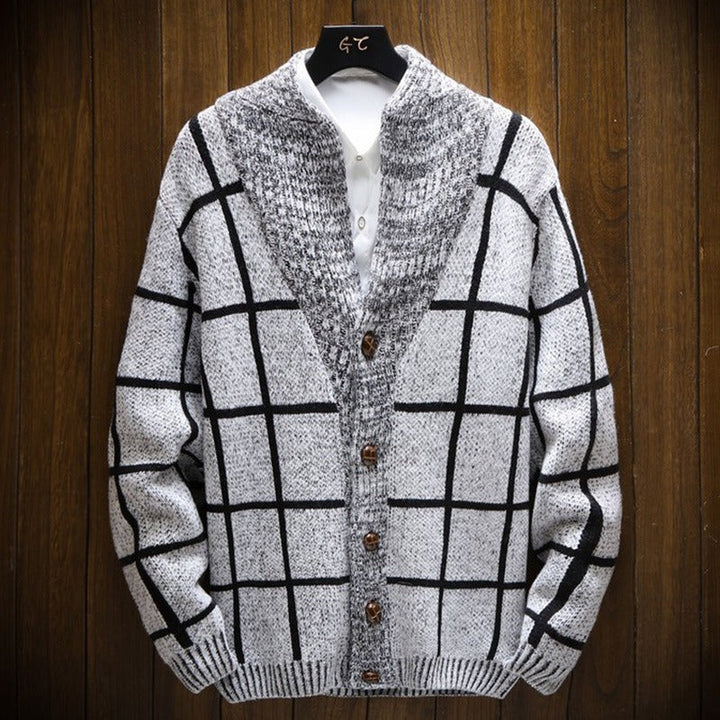 Geruit gebreid vest met revers - Adrien