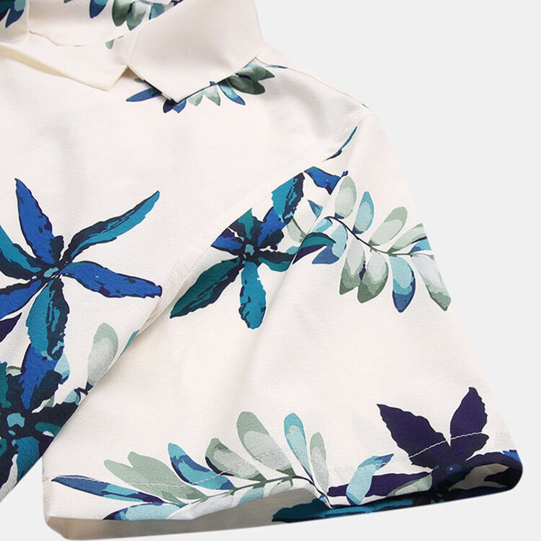 Herenhemd met korte mouwen in viscose met tropische print - Théo