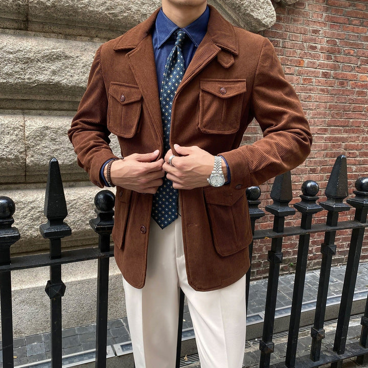 Corduroy herenblazer met utility zakken klassieke snit - Dino